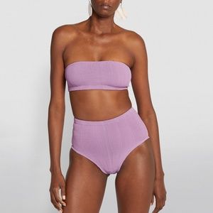 HUNZA G Edie Nile Bikini Purple Bandeau One size fits all